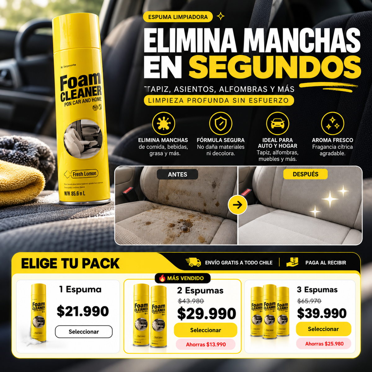 Foam Cleaner – Espuma Limpiadora para Tapiz y Auto