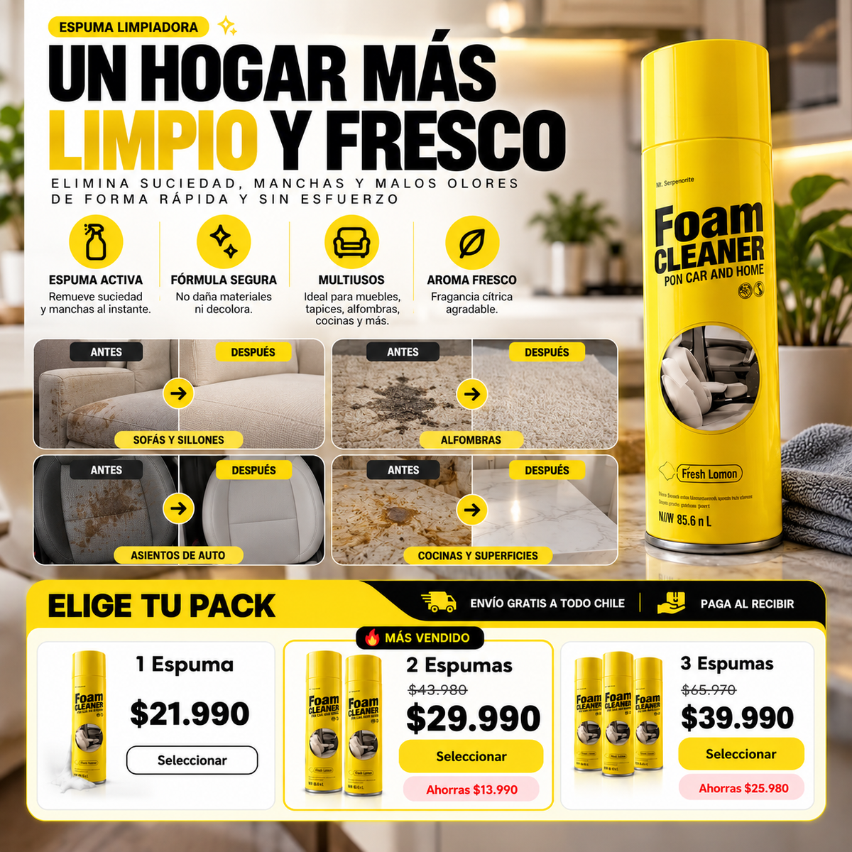 Foam Cleaner – Espuma Limpiadora para Tapiz y Auto