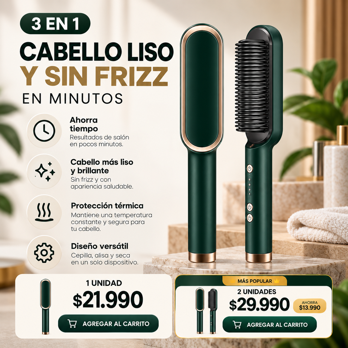 Cepillo Alisador Rizador Multifuncional